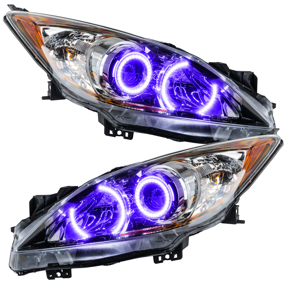 2010-2013 Mazda 3 Pre-Assembled LED Halo Headlights - (Non-HID) - UV/Purple