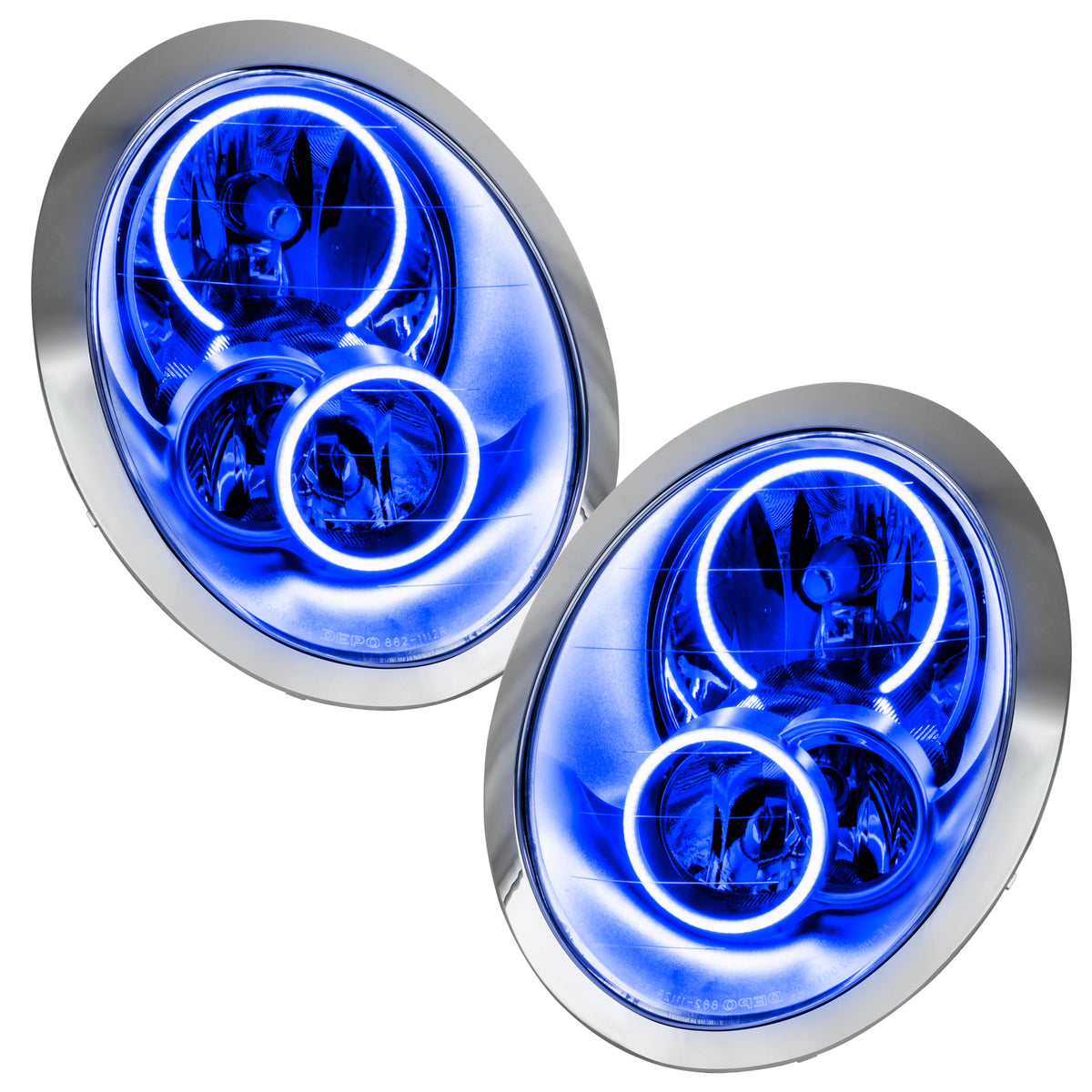 2005-2008 Mini Cooper/S Pre-Assembled LED Halo Headlights - Blue