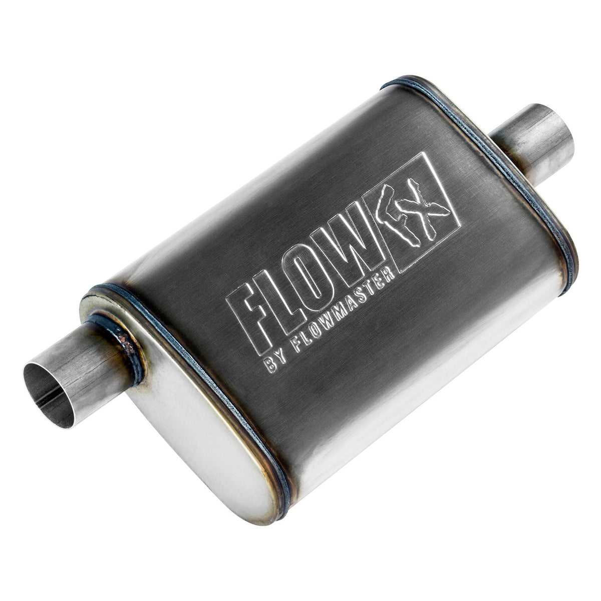 Flow Fx Muffler Flow Fx Muffler 2.25 Offset In/ 2.25 Center Out Moderate Sound Stainless Steel Flowmaster
