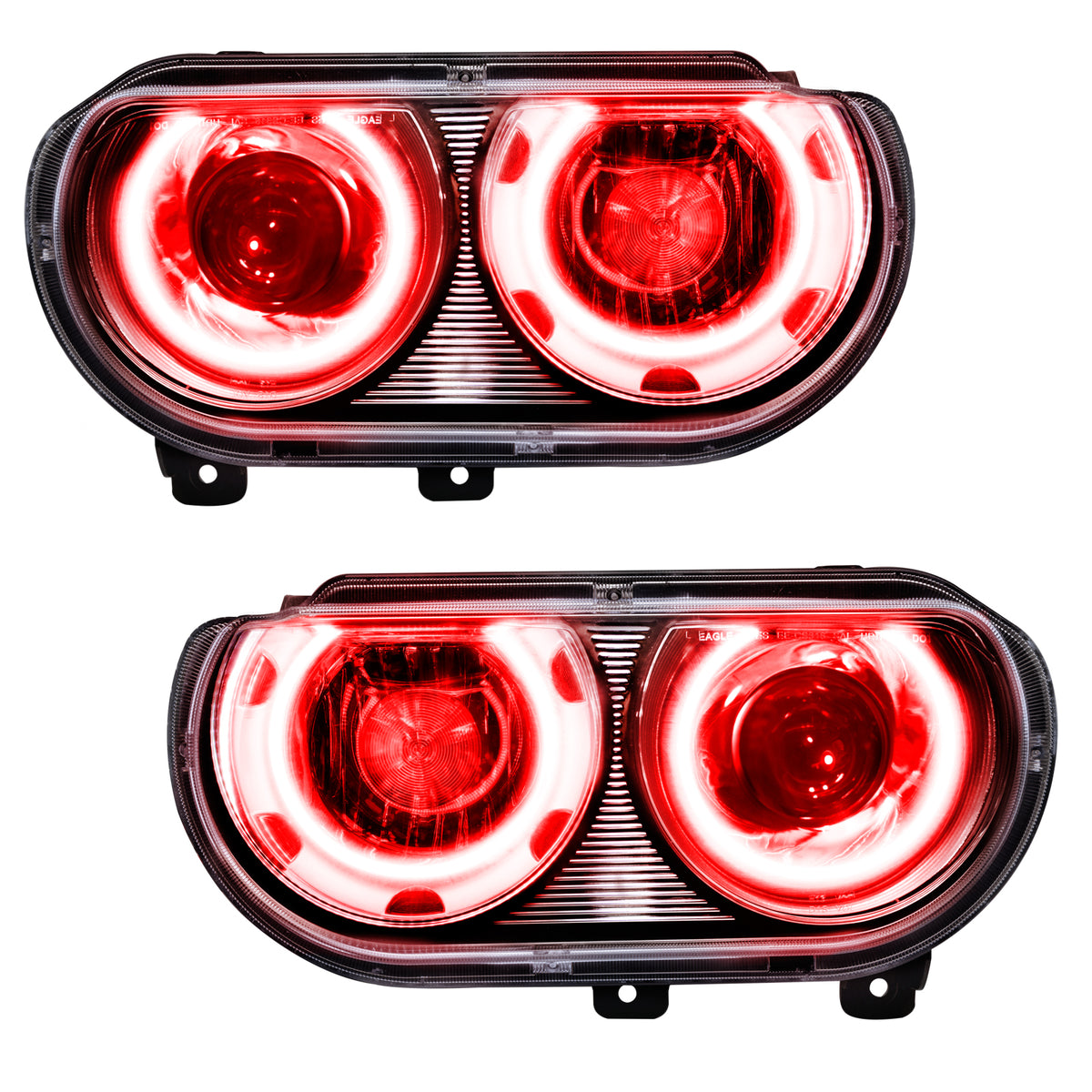 2008-2014 Dodge Challenger Pre-Assembled LED Halo Headlights - (HID) - Red