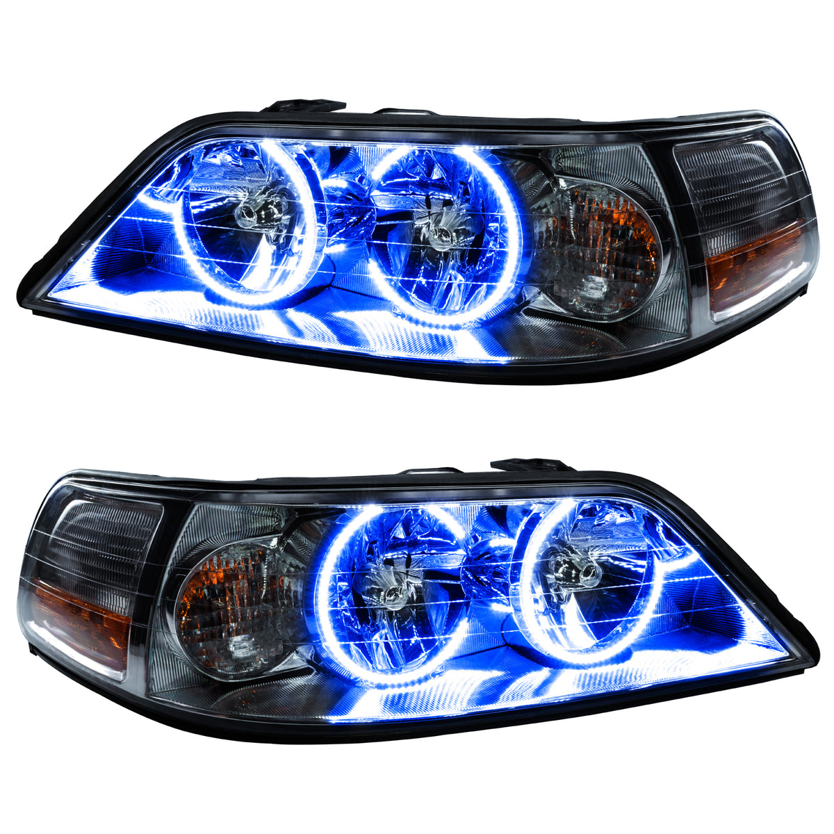 2005-2011 Lincoln Town Car Pre-Assembled LED Halo Headlights - (Non-HID) - Blue