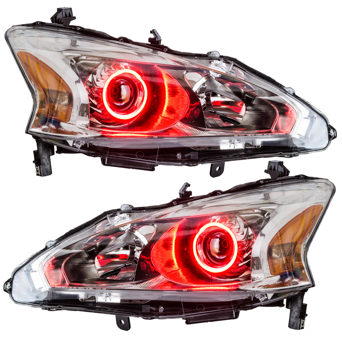 2013-2015 Nissan Altima Sedan Pre-Assembled LED Halo Headlights - Red