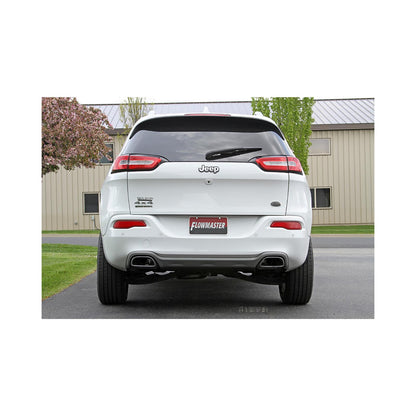 Flow Fx Cat-Back Exhaust System Fits 2014-2022 Jeep Cherokee 3.2-Liter, Flow Fx Cat-Back 2.5-Inch Stainless Steel Exhaust System, 3.5-Inch Black Ceramic Tips, Dual Out Rear Exit Flowmaster
