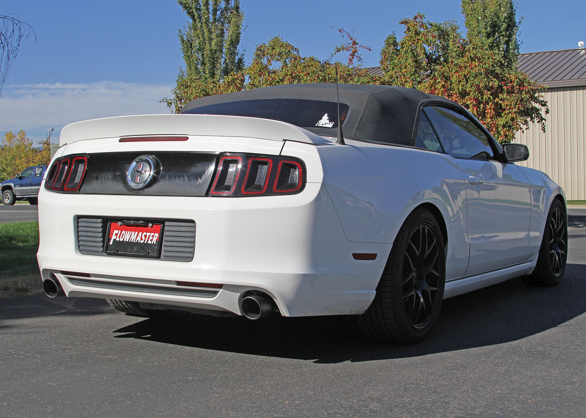 Flow Fx Axle-Back Exhaust System Fits 2011-2014 Ford Mustang 3.7-Liter, Flow Fx Axle-Back 2.5-Inch Stainless Steel Exhaust System, 4.0-Inch Black Ceramic Tips, Dual Out Rear Exit Flowmaster