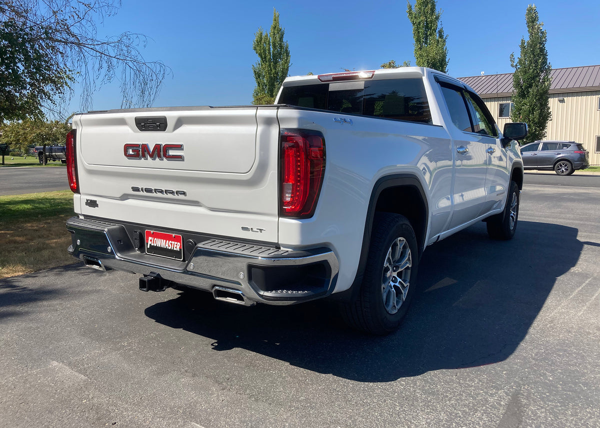 Flow Fx Cat-Back Exhaust System Fits 2019-2023 Silverado/Sierra 1500 6.2L V8 Flow Fx 3.5 Inch To Dual 2.5 Inch Cat-Back, Dual Rear Exit, Stainless Steel Exhaust System Flowmaster