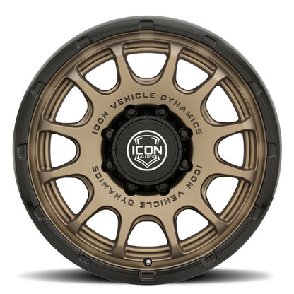 ICON Alloys Rancho 20x9 / 8x180 / 12mm / 5.5in BS Satin Bronze w/ Gloss Black Lip Wheel