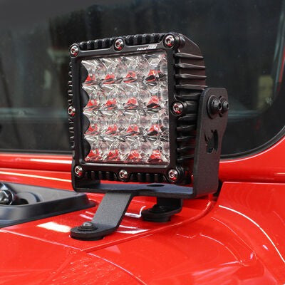 XE Windshield Cowl Light Mount For a 6 Inch X 6 Inch Q4 Series Cube LED Textured Black 2018-2026 Jeep Wrangler JL 2020-2025 Jeep Gladiator Go Rhino