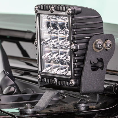 XE Windshield Cowl Light Mount For a 6 Inch X 6 Inch Q4 Series Cube LED Textured Black 2018-2026 Jeep Wrangler JL 2020-2025 Jeep Gladiator Go Rhino