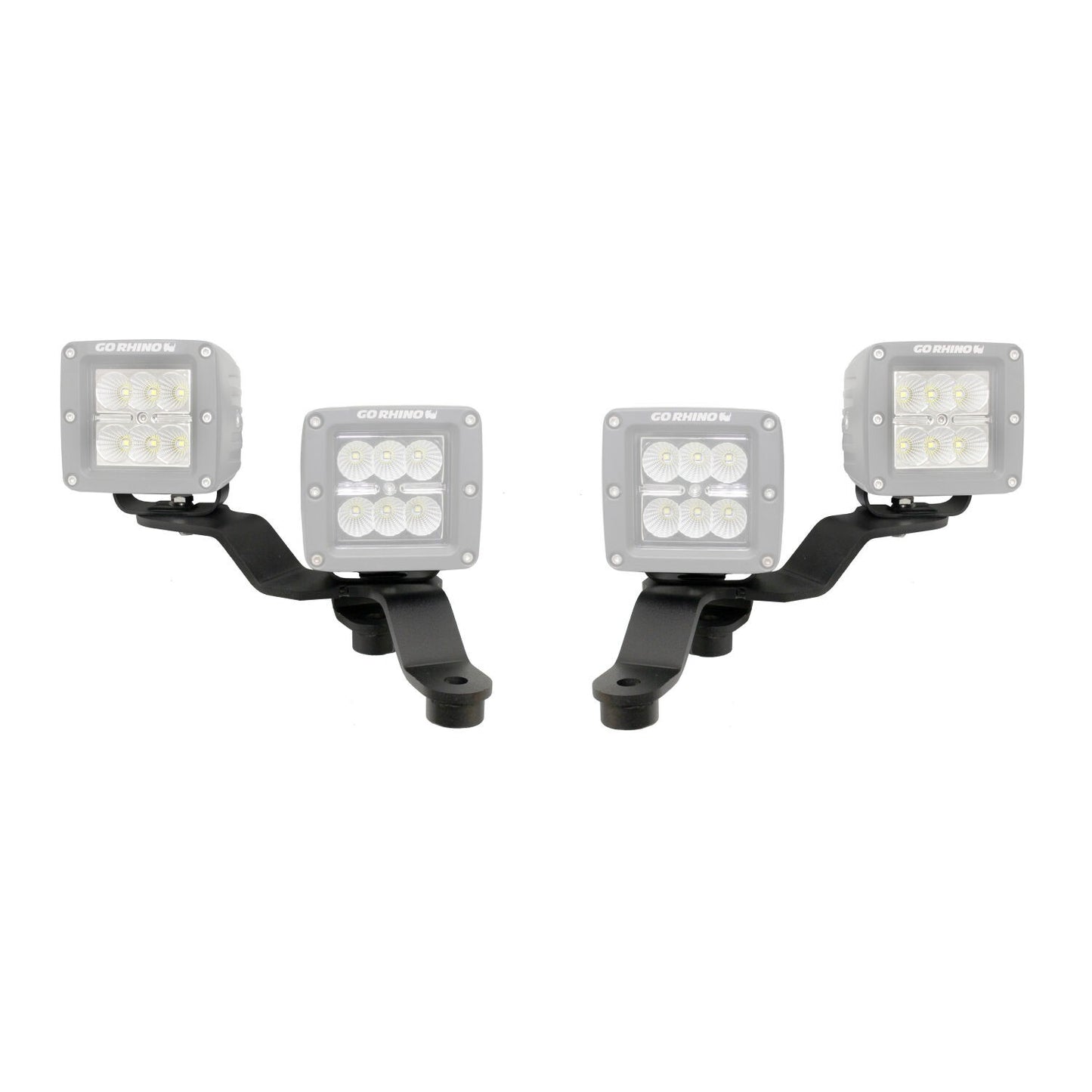 XE Windshield Cowl Light Mount Two 3 Inch X 3 Inch Industry Standard Cube LED's Textured Black 2018-2026 Jeep Wrangler JL 2020-2025 Jeep Gladiator Go Rhino
