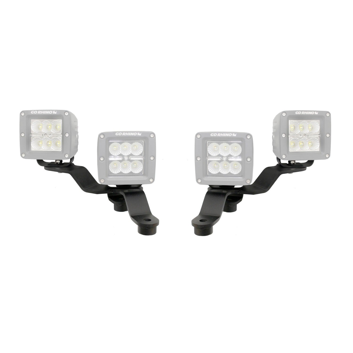 XE Windshield Cowl Light Mount Two 3 Inch X 3 Inch Industry Standard Cube LED's Textured Black 2018-2026 Jeep Wrangler JL 2020-2025 Jeep Gladiator Go Rhino