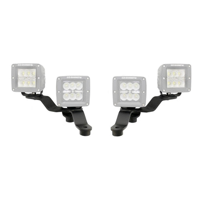 XE Windshield Cowl Light Mount Two 3 Inch X 3 Inch Industry Standard Cube LED's Textured Black 2018-2026 Jeep Wrangler JL 2020-2025 Jeep Gladiator Go Rhino