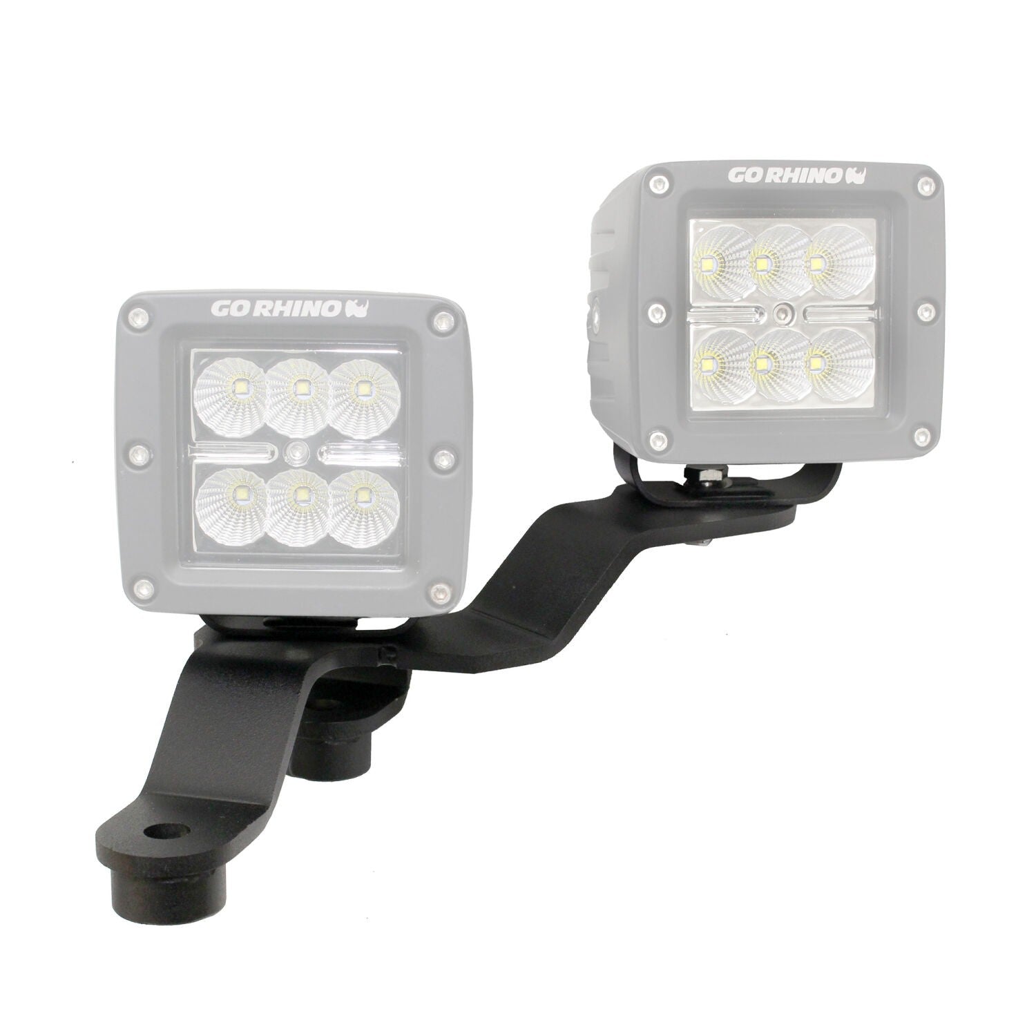 XE Windshield Cowl Light Mount Two 3 Inch X 3 Inch Industry Standard Cube LED's Textured Black 2018-2026 Jeep Wrangler JL 2020-2025 Jeep Gladiator Go Rhino