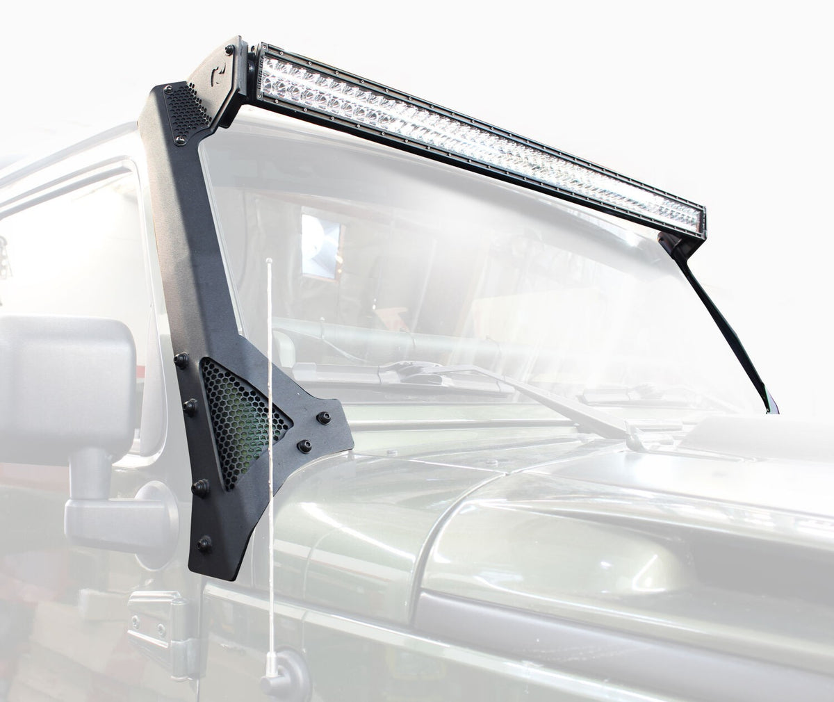 XE Windshield Light Bar Mount Textured Black For 2007-2018 Jeep Wrangler JK Go Rhino