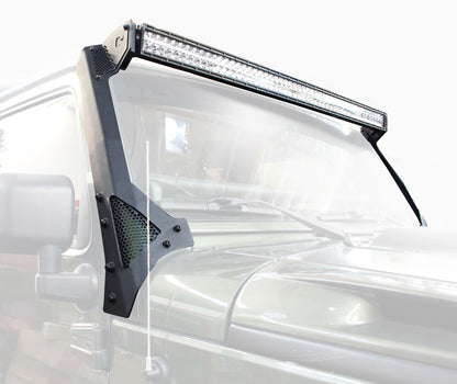 XE Windshield Light Bar Mount Textured Black For 2007-2018 Jeep Wrangler JK Go Rhino