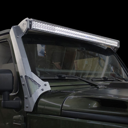 XE Windshield Light Bar Mount Textured Black For 2007-2018 Jeep Wrangler JK Go Rhino