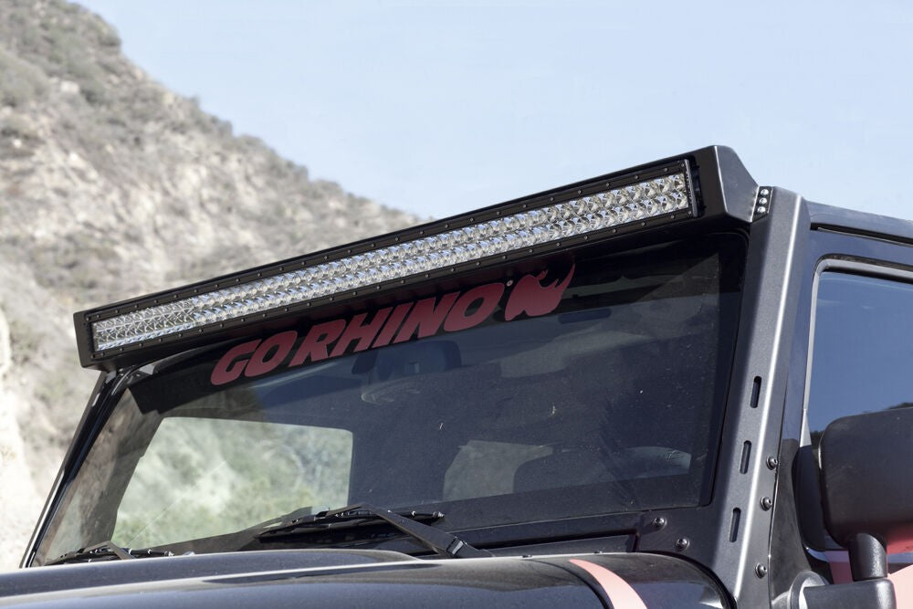 WLF Windshield Light Mount Frame Compatible with Rigid E2 50 Inch Textured Black For 2007-2018 Jeep Wrangler JK Go Rhino