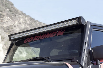 WLF Windshield Light Mount Frame Compatible with Rigid E2 50 Inch Textured Black For 2007-2018 Jeep Wrangler JK Go Rhino