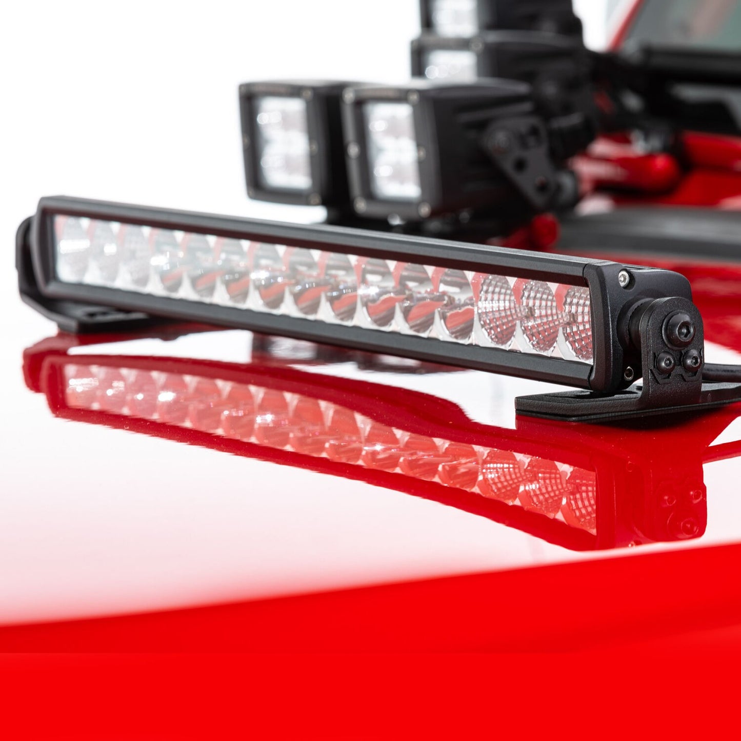 XE Center Hood Light Mount for a 20 Inch Single Row LED Bar Textured Black 2018-2026 Jeep Wrangler JL 2020-2025 Jeep Gladiator Go Rhino