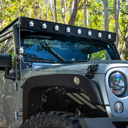 WLF Windshield Light Mount Frame Compatible with Rigid D-Series Dually Textured Black For 2007-2018 Jeep Wrangler JK Go Rhino