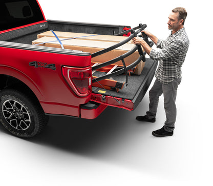 Black BedXtender HD Tailgate Bed Extender Max Truck Bed Extender For 2004-2022 Ford F-150 (Excludes 2004 F-150 Heritage) 2005-2008 Lincoln Mark LT 2007-2022 Toyota Tundra Standard Bed AMP Research
