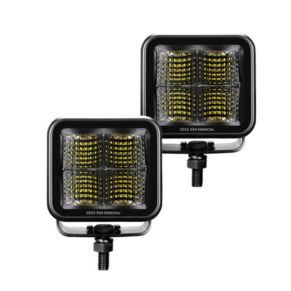 Go Rhino Blackout Series Lights Pair of 2x2 Cube LED Flood Light Kit Black Go Rhino