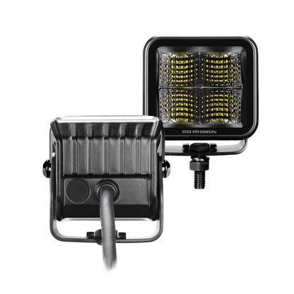 Go Rhino Blackout Series Lights Pair of 2x2 Cube LED Flood Light Kit Black Go Rhino