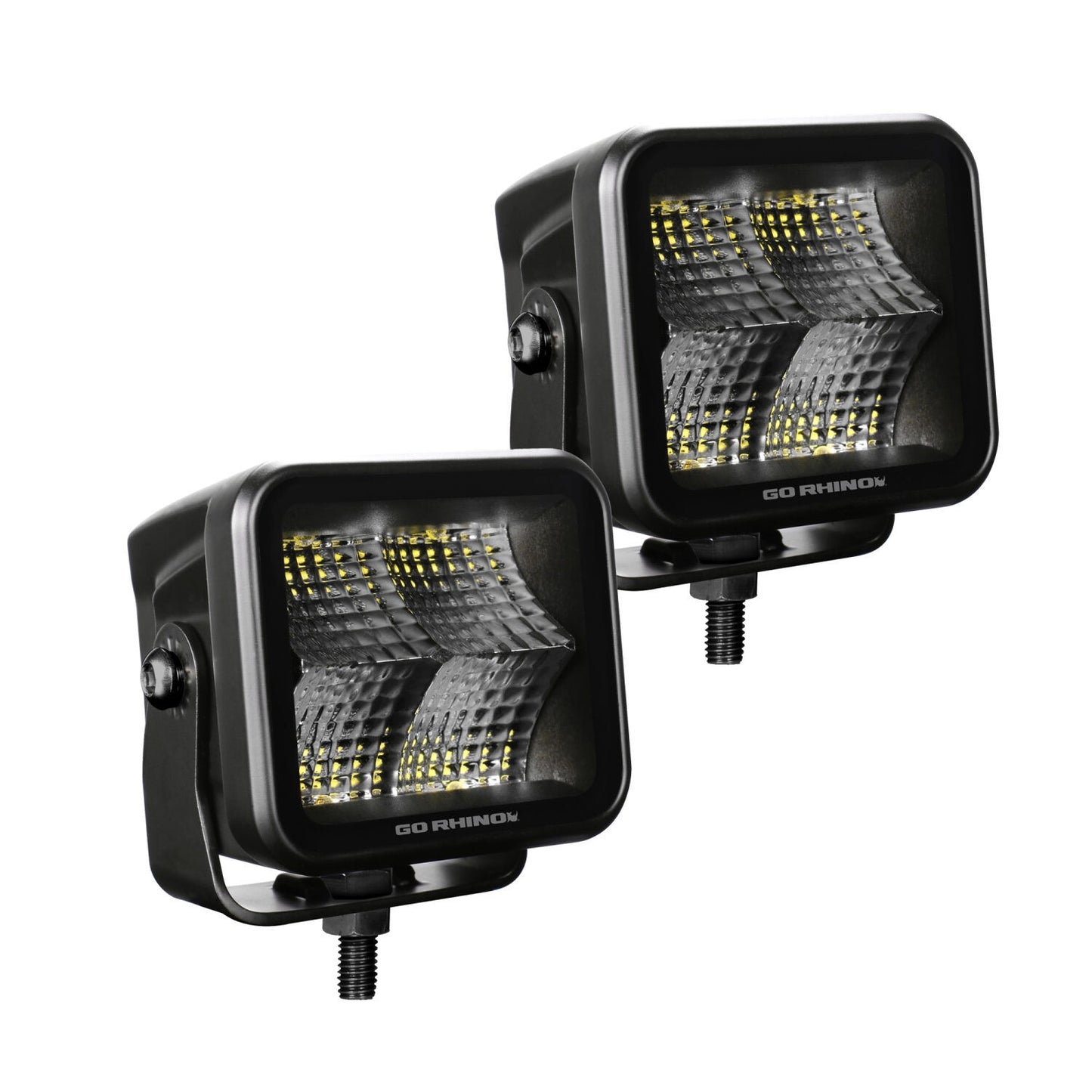 Go Rhino Blackout Series Lights Pair of 2x2 Cube LED Flood Light Kit Black Go Rhino
