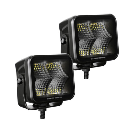 Go Rhino Blackout Series Lights Pair of 2x2 Cube LED Flood Light Kit Black Go Rhino