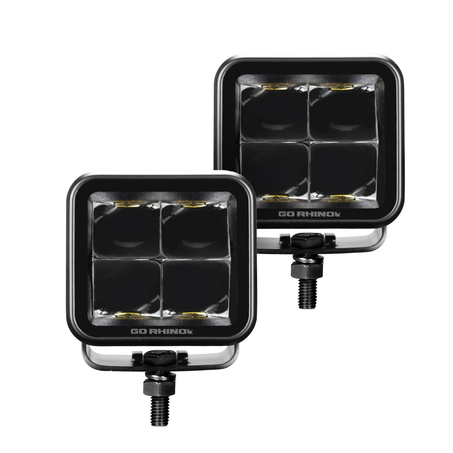 Go Rhino Blackout Series Lights Pair of 2x2 Cube LED Spot Light Kit Black Go Rhino