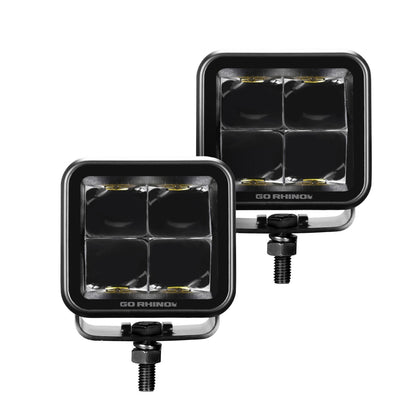 Go Rhino Blackout Series Lights Pair of 2x2 Cube LED Spot Light Kit Black Go Rhino