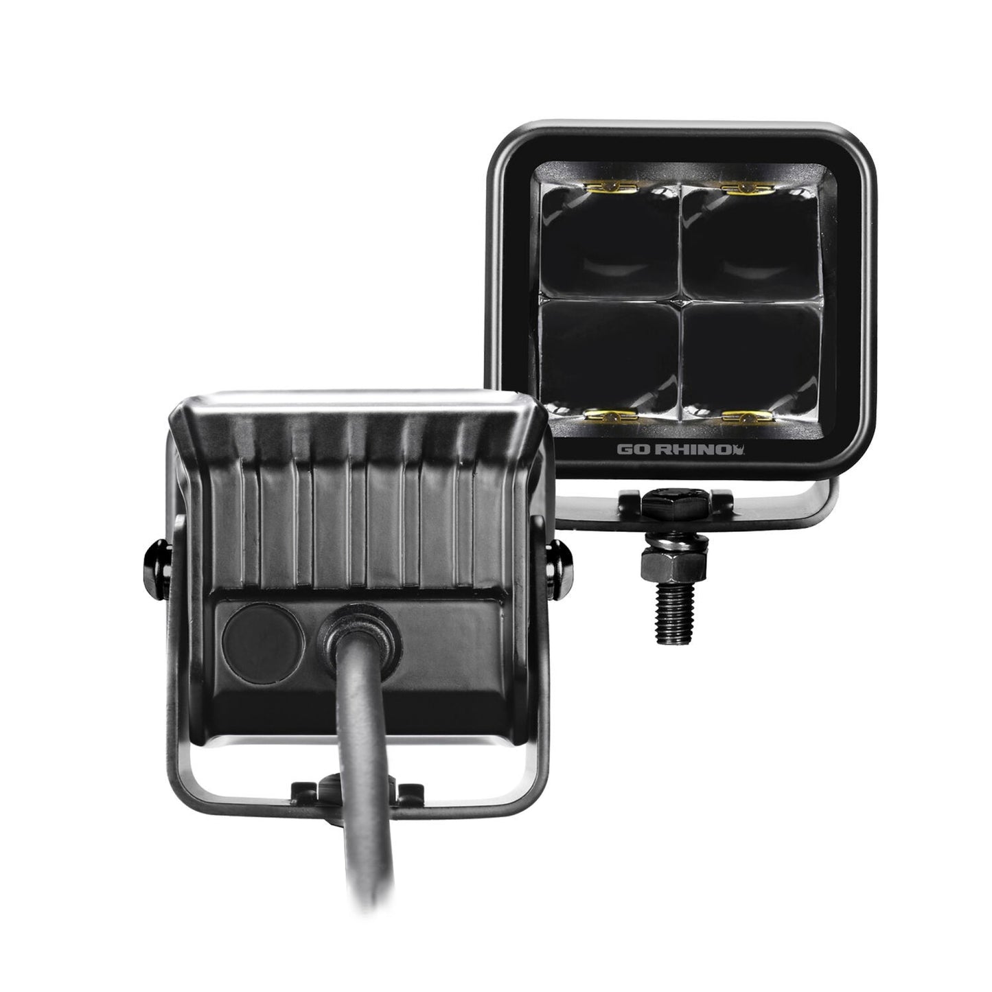 Go Rhino Blackout Series Lights Pair of 2x2 Cube LED Spot Light Kit Black Go Rhino