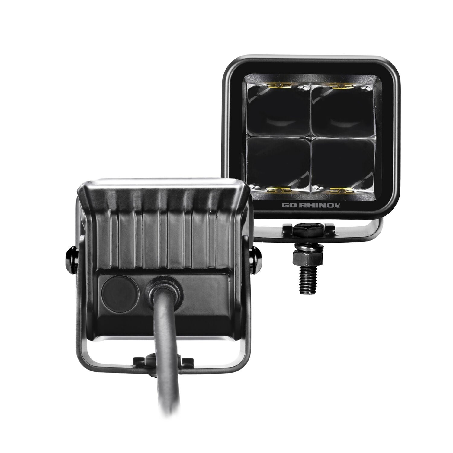 Go Rhino Blackout Series Lights Pair of 2x2 Cube LED Spot Light Kit Black Go Rhino