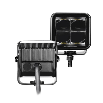 Go Rhino Blackout Series Lights Pair of 2x2 Cube LED Spot Light Kit Black Go Rhino