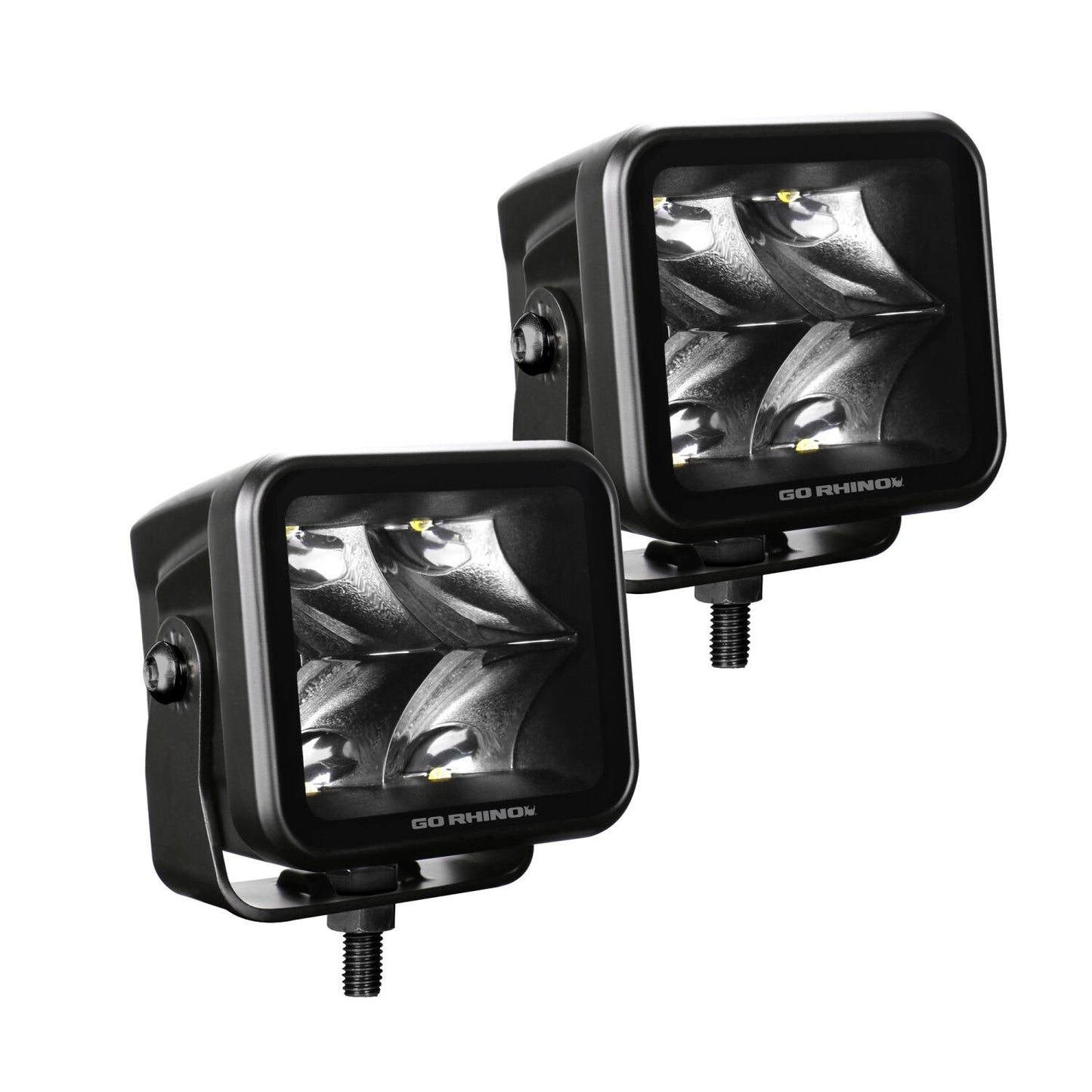 Go Rhino Blackout Series Lights Pair of 2x2 Cube LED Spot Light Kit Black Go Rhino
