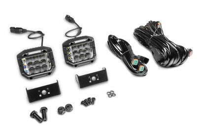 Go Rhino Bright Series Lights Pair of 4x3 Sideline Cube LED Flood Light Kit Black Go Rhino