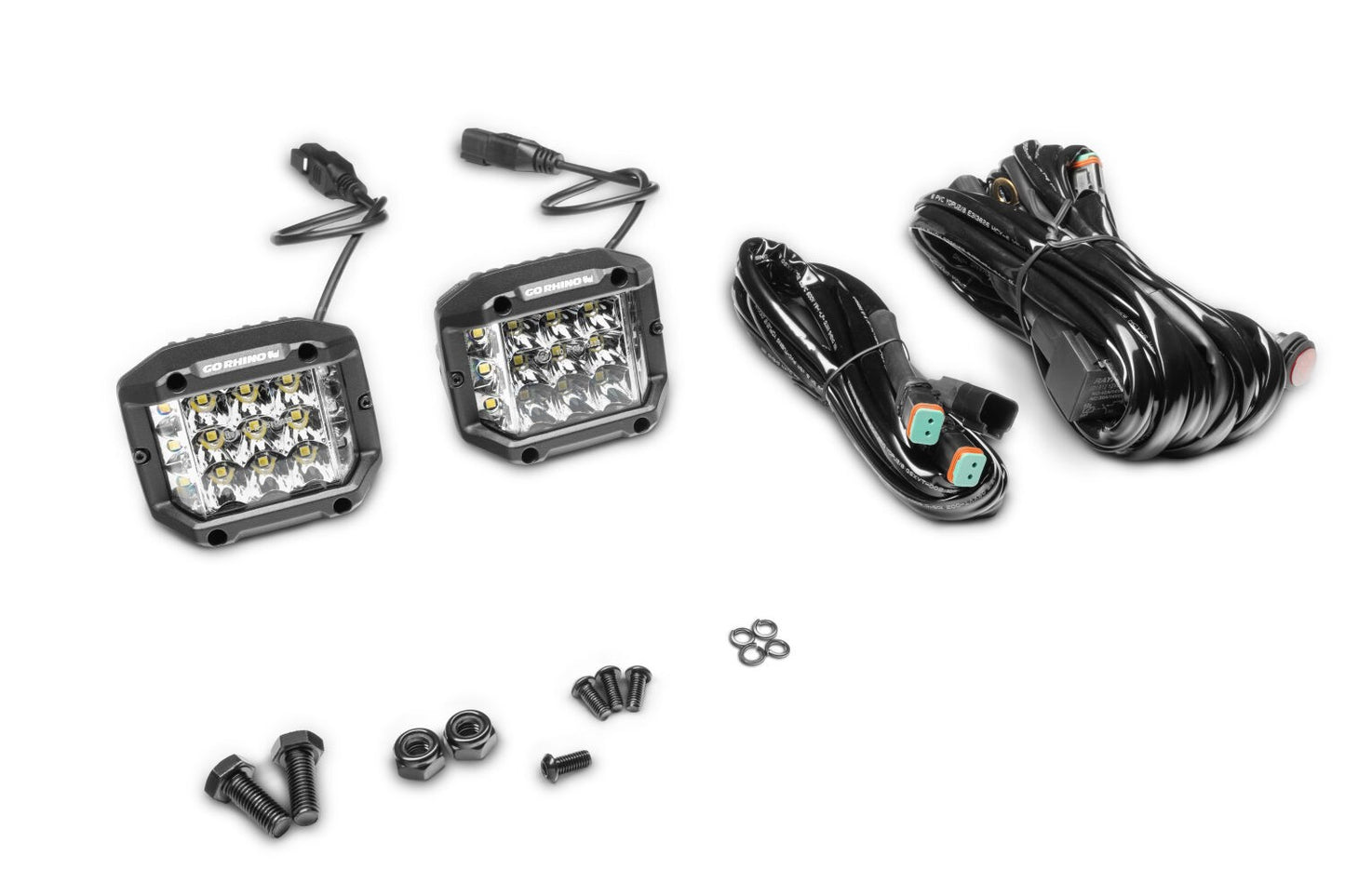 Go Rhino Bright Series Lights Pair of 4x3 Sideline Cube LED Spot Light Kit Black Go Rhino