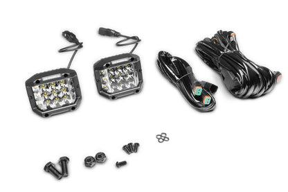 Go Rhino Bright Series Lights Pair of 4x3 Sideline Cube LED Spot Light Kit Black Go Rhino