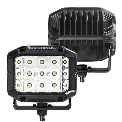 Go Rhino Bright Series Lights Pair of 4x3 Sideline Cube LED Spot Light Kit Black Go Rhino