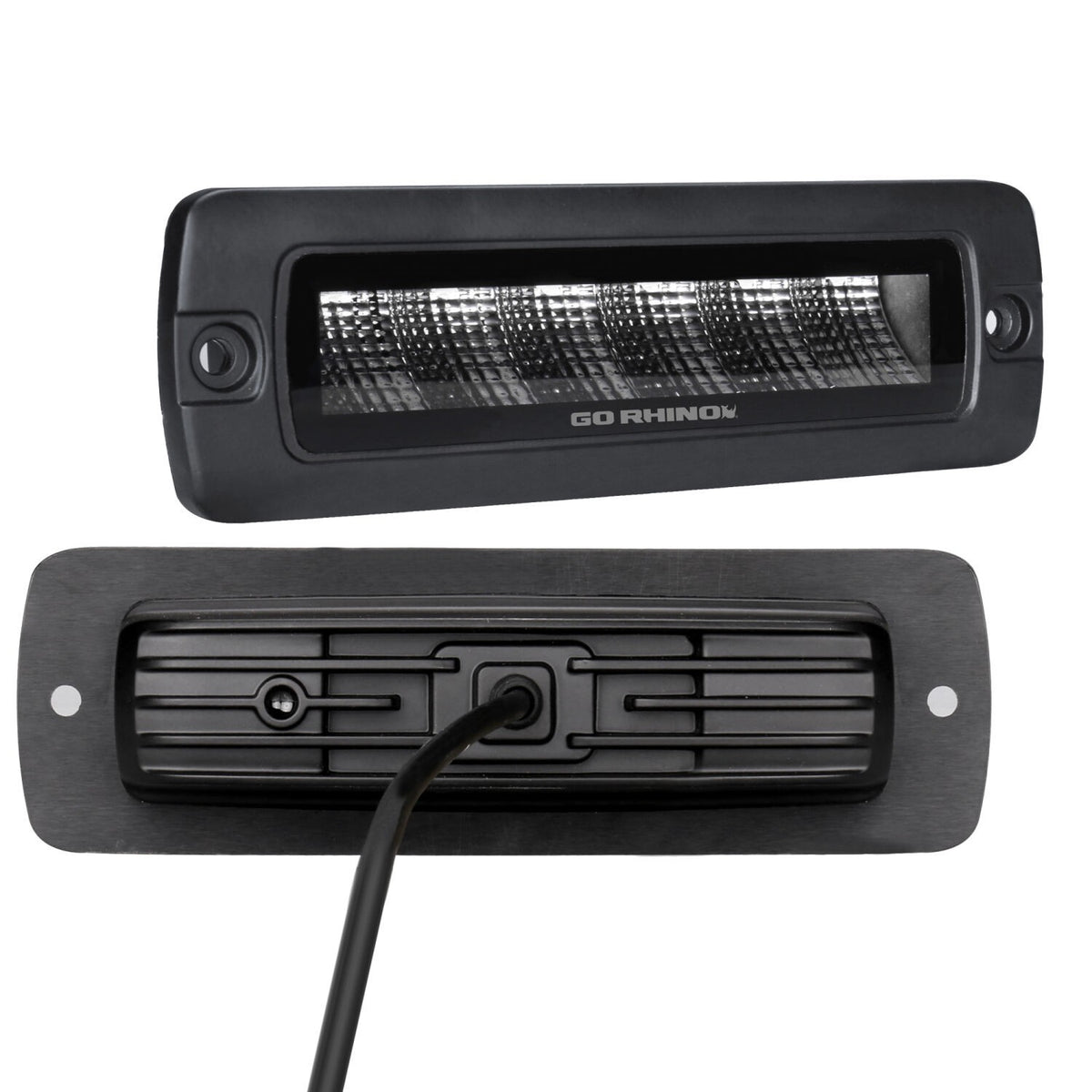 Go Rhino Blackout Series Lights Pair of Sixline LED Flood Light Kit Flush Mount Black Go Rhino