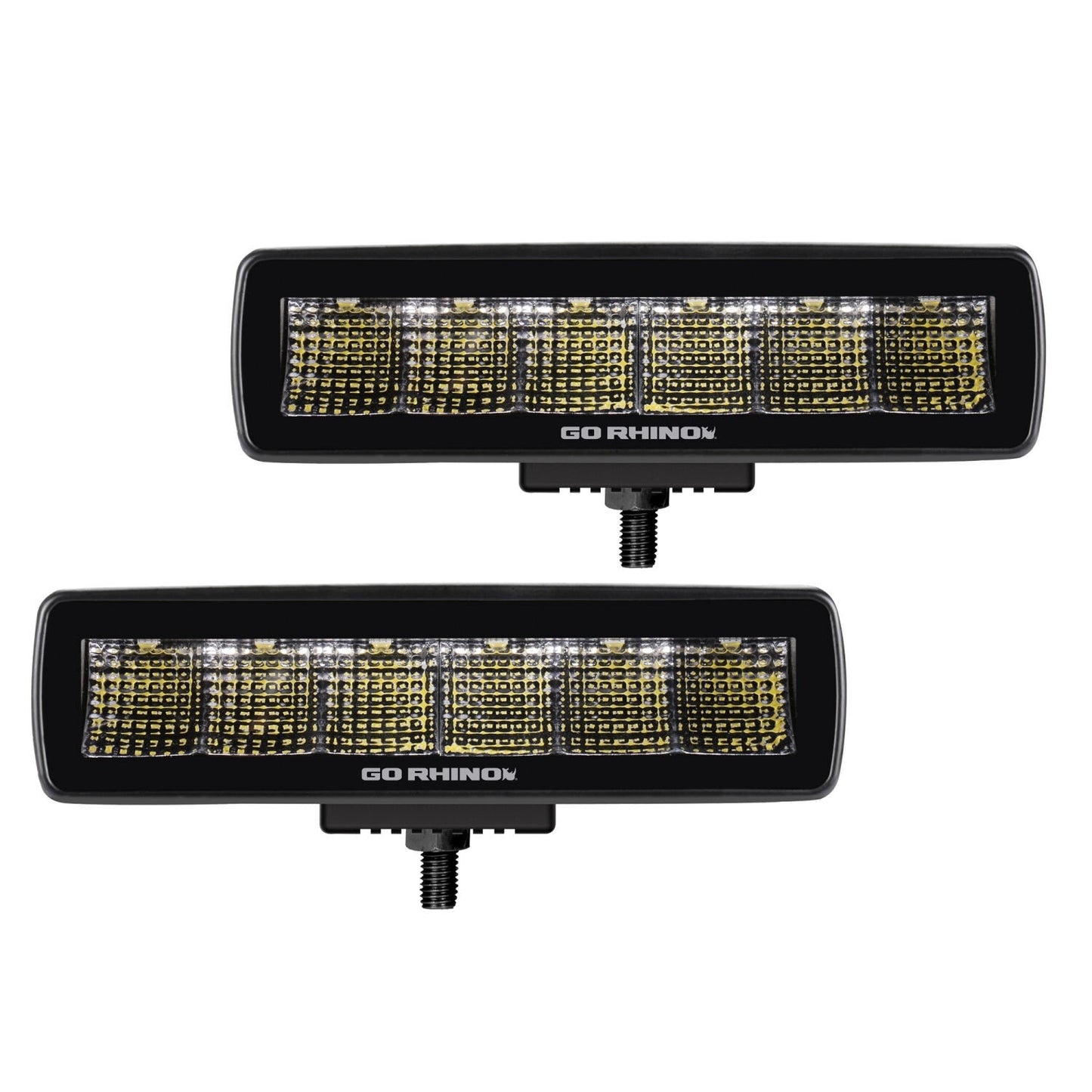 Go Rhino Blackout Series Lights Pair of Sixline LED Flood Light Kit Black Go Rhino