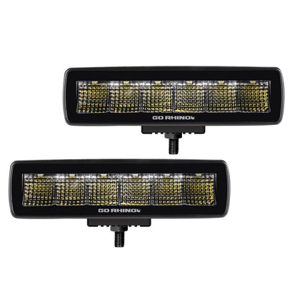 Go Rhino Blackout Series Lights Pair of Sixline LED Flood Light Kit Black Go Rhino