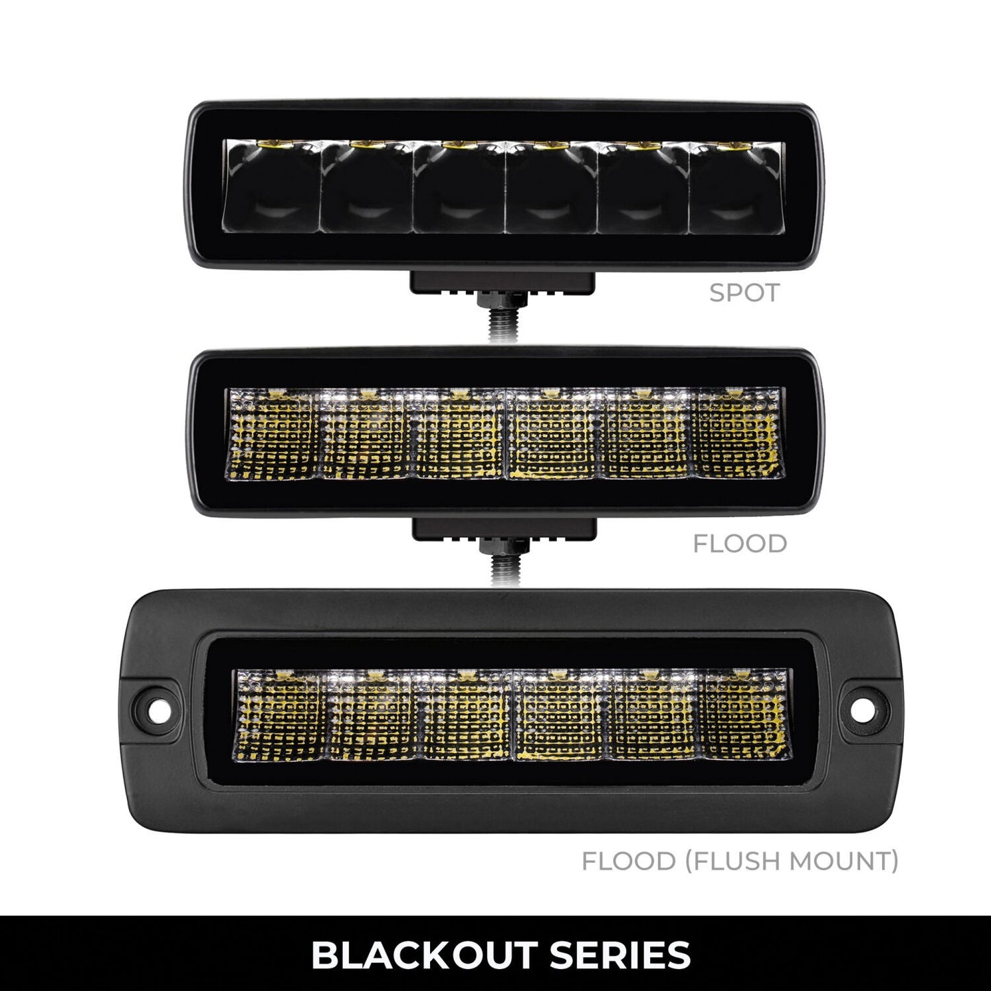 Go Rhino Blackout Series Lights Pair of Sixline LED Flood Light Kit Black Go Rhino