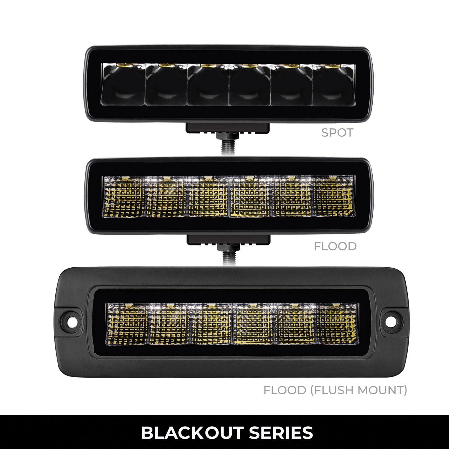 Go Rhino Blackout Series Lights Pair of Sixline LED Flood Light Kit Black Go Rhino