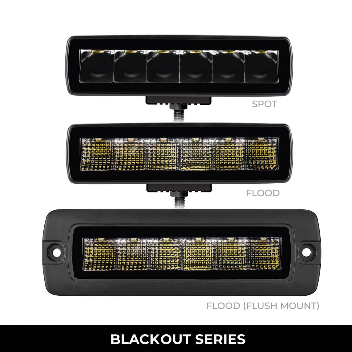 Go Rhino Blackout Series Lights Pair of Sixline LED Flood Light Kit Black Go Rhino