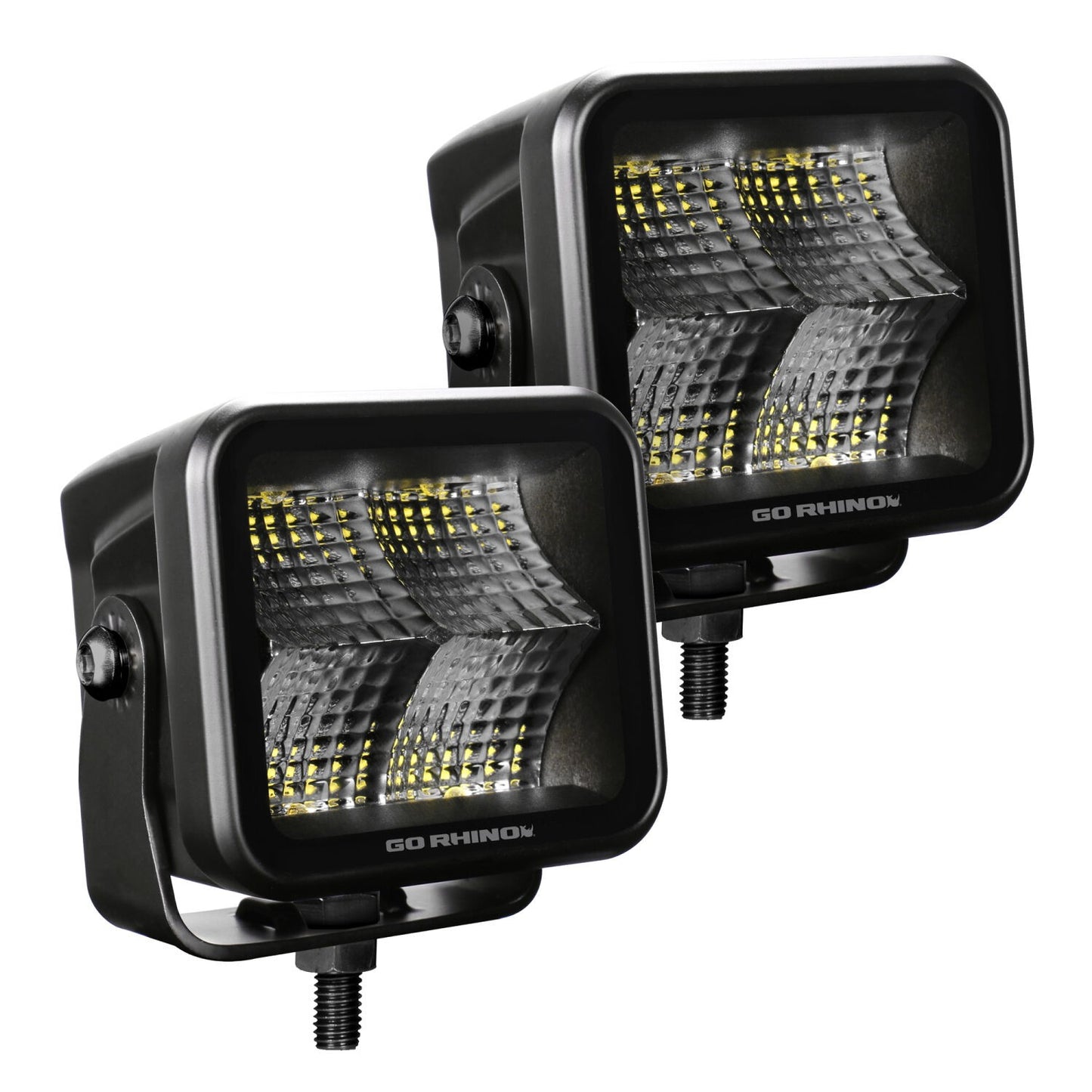 Go Rhino Blackout Series Lights Pair of 3x3 Cube LED Flood Light Kit Black Go Rhino