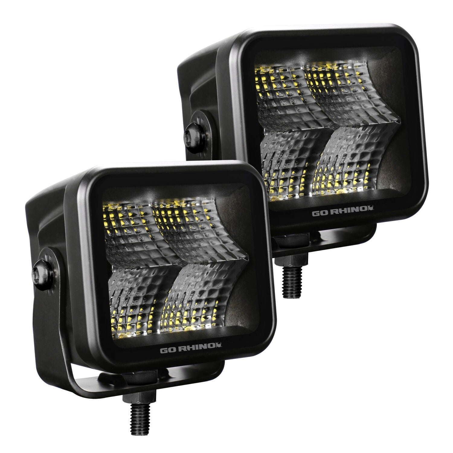 Go Rhino Blackout Series Lights Pair of 3x3 Cube LED Flood Light Kit Black Go Rhino