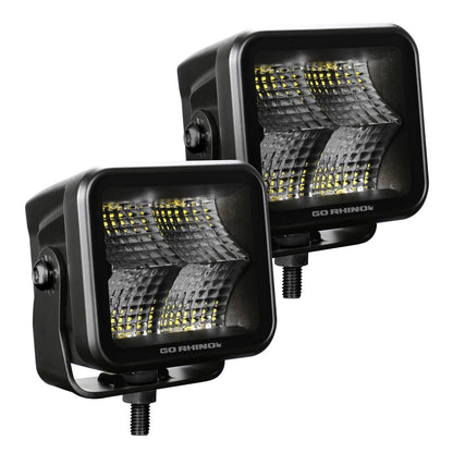 Go Rhino Blackout Series Lights Pair of 3x3 Cube LED Flood Light Kit Black Go Rhino