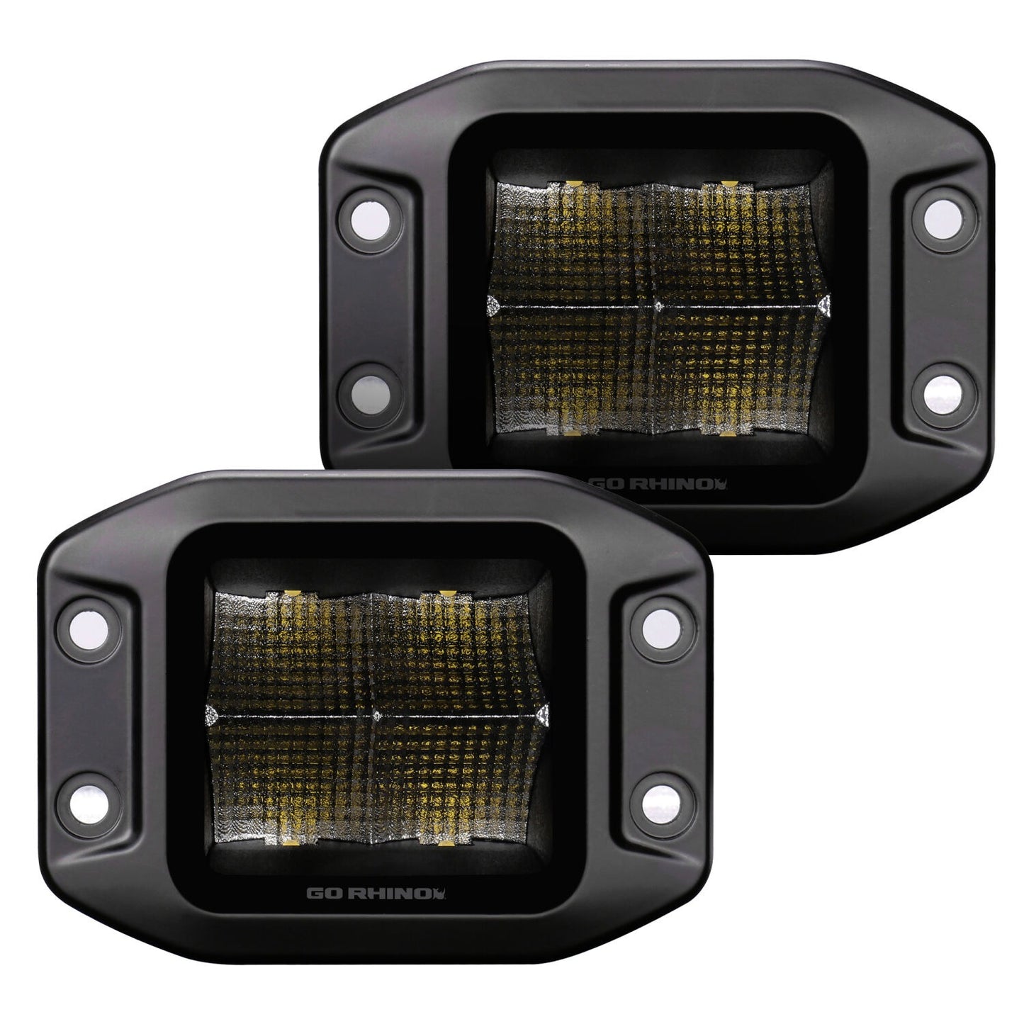 Go Rhino Blackout 3x3 Cube LED Spot Light Kit Flush Mount Black Go Rhino
