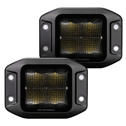 Go Rhino Blackout 3x3 Cube LED Spot Light Kit Flush Mount Black Go Rhino