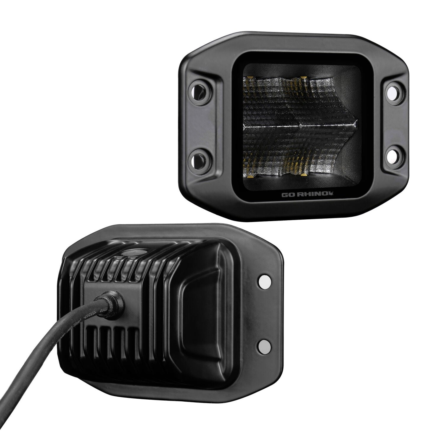 Go Rhino Blackout 3x3 Cube LED Spot Light Kit Flush Mount Black Go Rhino